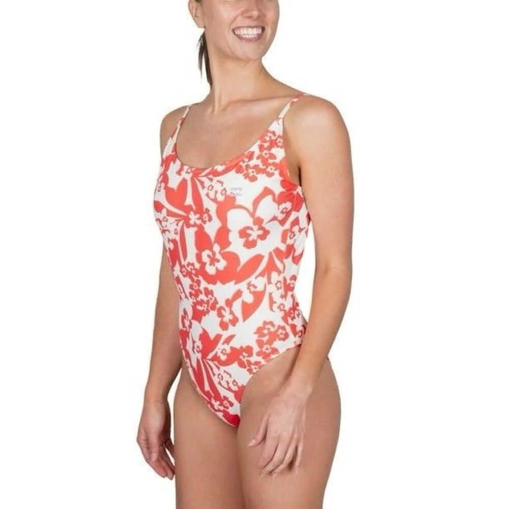 NWOT Billabong One Piece Open Back Swimsuit Orange Floral- Size XL